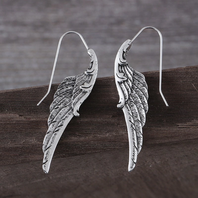 Wholesale Fashion Personality Angel Wings Metal Exaggerated Temperament Texture Design Earrings
