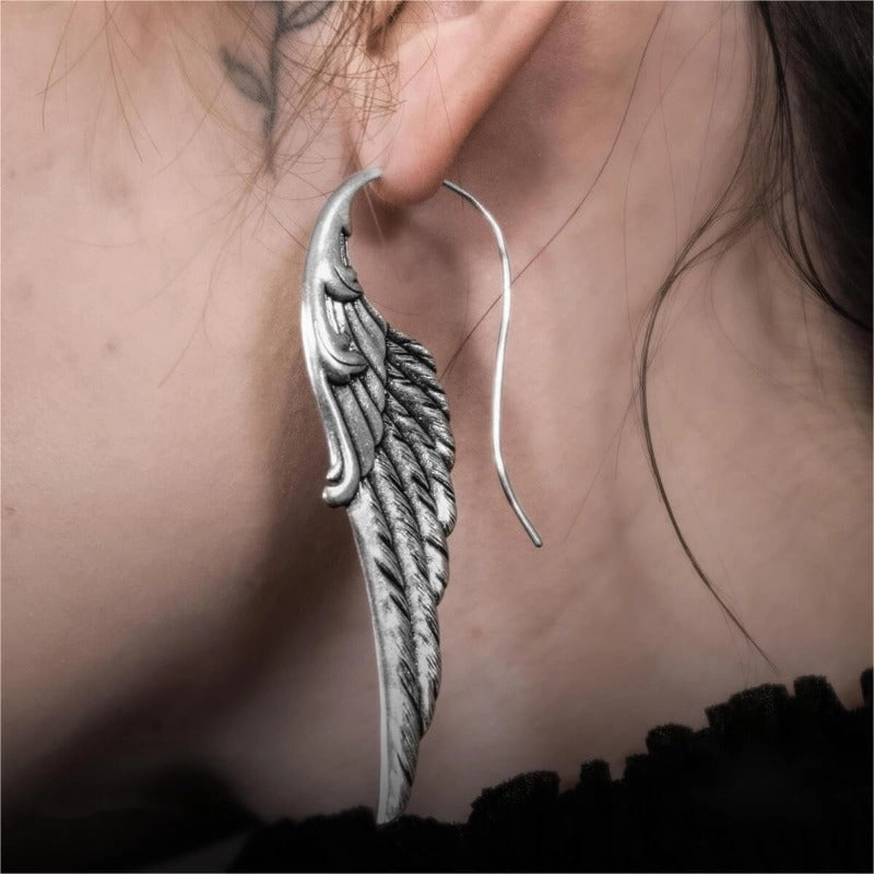 Wholesale Fashion Personality Angel Wings Metal Exaggerated Temperament Texture Design Earrings