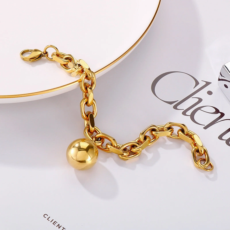 Wholesale Fashion Retro Light Luxury Hollow Steel Ball Stainless Steel Wish-granting Bracelet