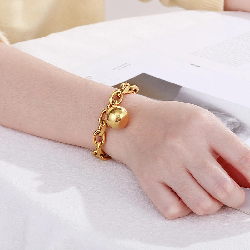 Wholesale Fashion Retro Light Luxury Hollow Steel Ball Stainless Steel Wish-granting Bracelet
