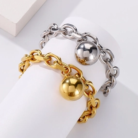 Wholesale Fashion Retro Light Luxury Hollow Steel Ball Stainless Steel Wish-granting Bracelet