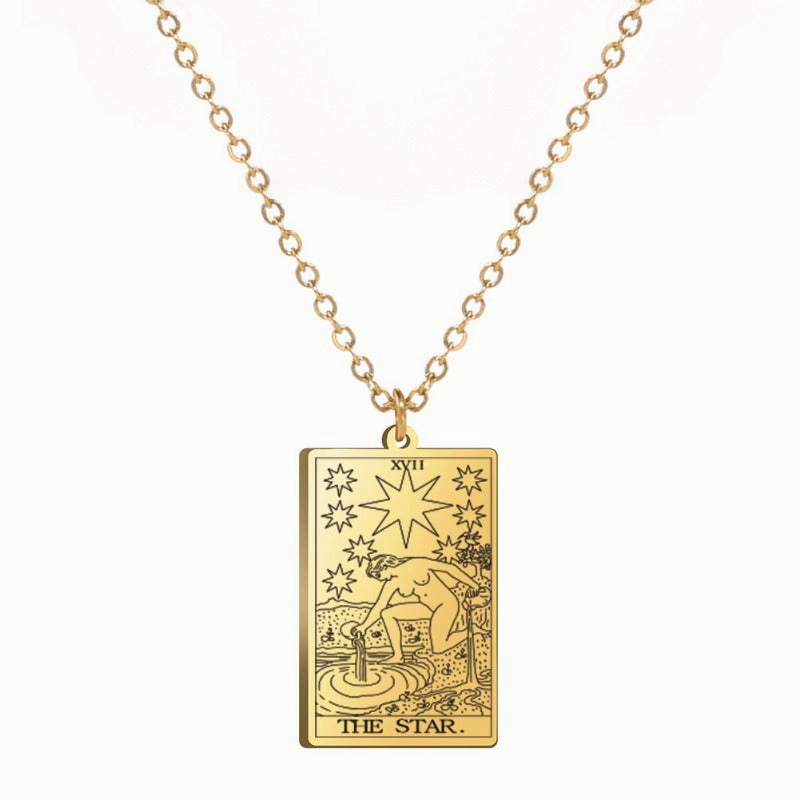 Wholesale Fashion Simple Titanium Cutting Square Plaque Hip Hop Jewelry Tarot Stainless Steel Necklaces