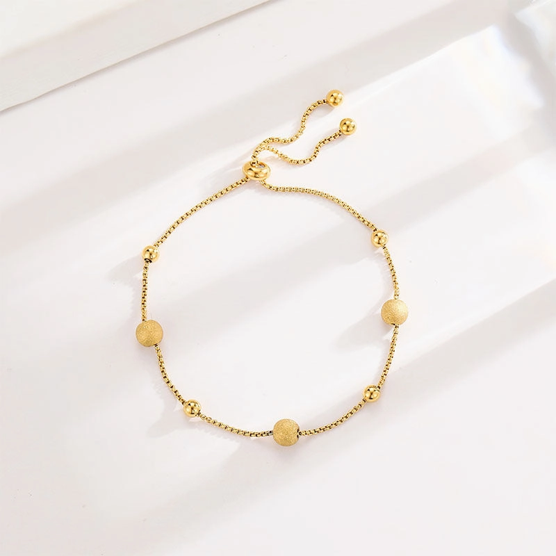 Wholesale Fashion Small Gold Bead Pull-out Titanium Steel Bracelet