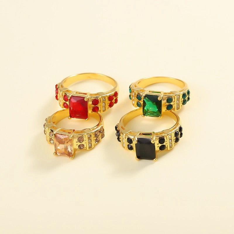 Wholesale Fashion Square Zircon Set Rings