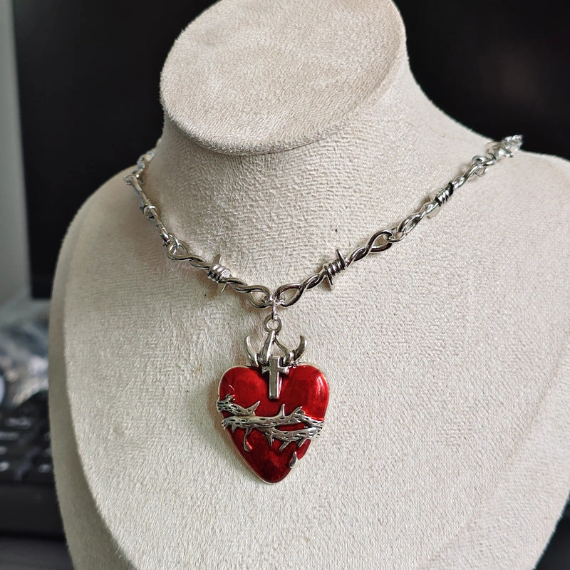 Wholesale Fashion Thorn Chain Striped Oil Drip Love Trend Diy Necklaces