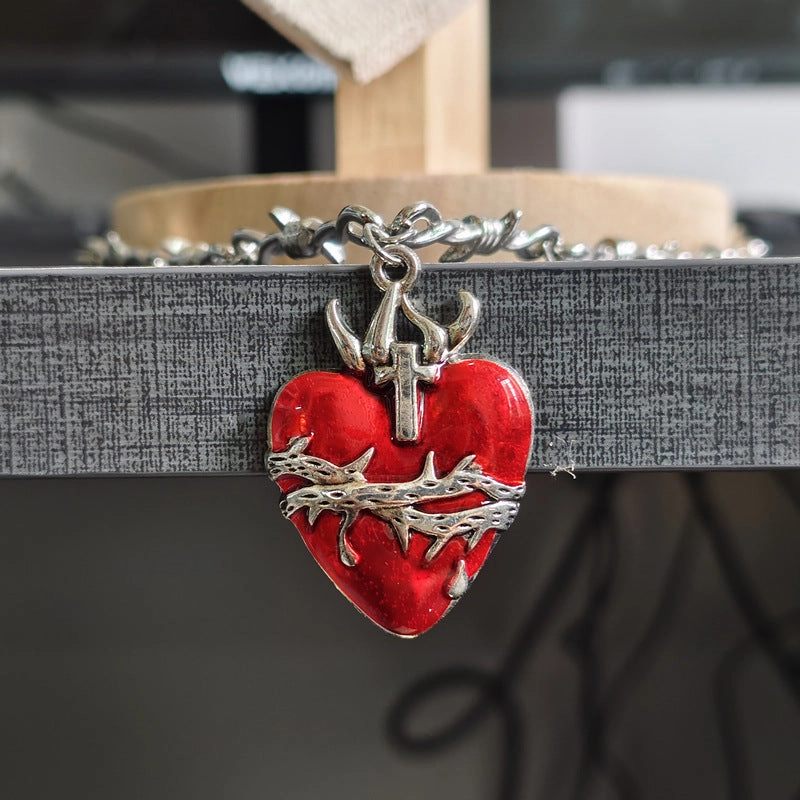 Wholesale Fashion Thorn Chain Striped Oil Drip Love Trend Diy Necklaces