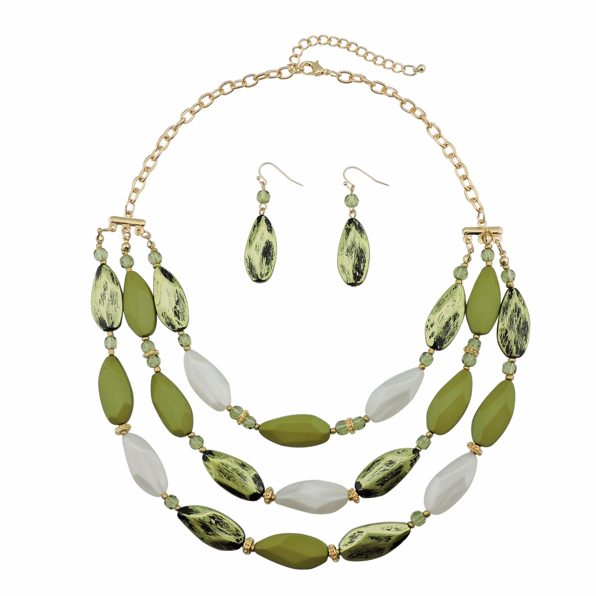Wholesale Fashion Vintage Three-layer Acrylic Earrings Necklace