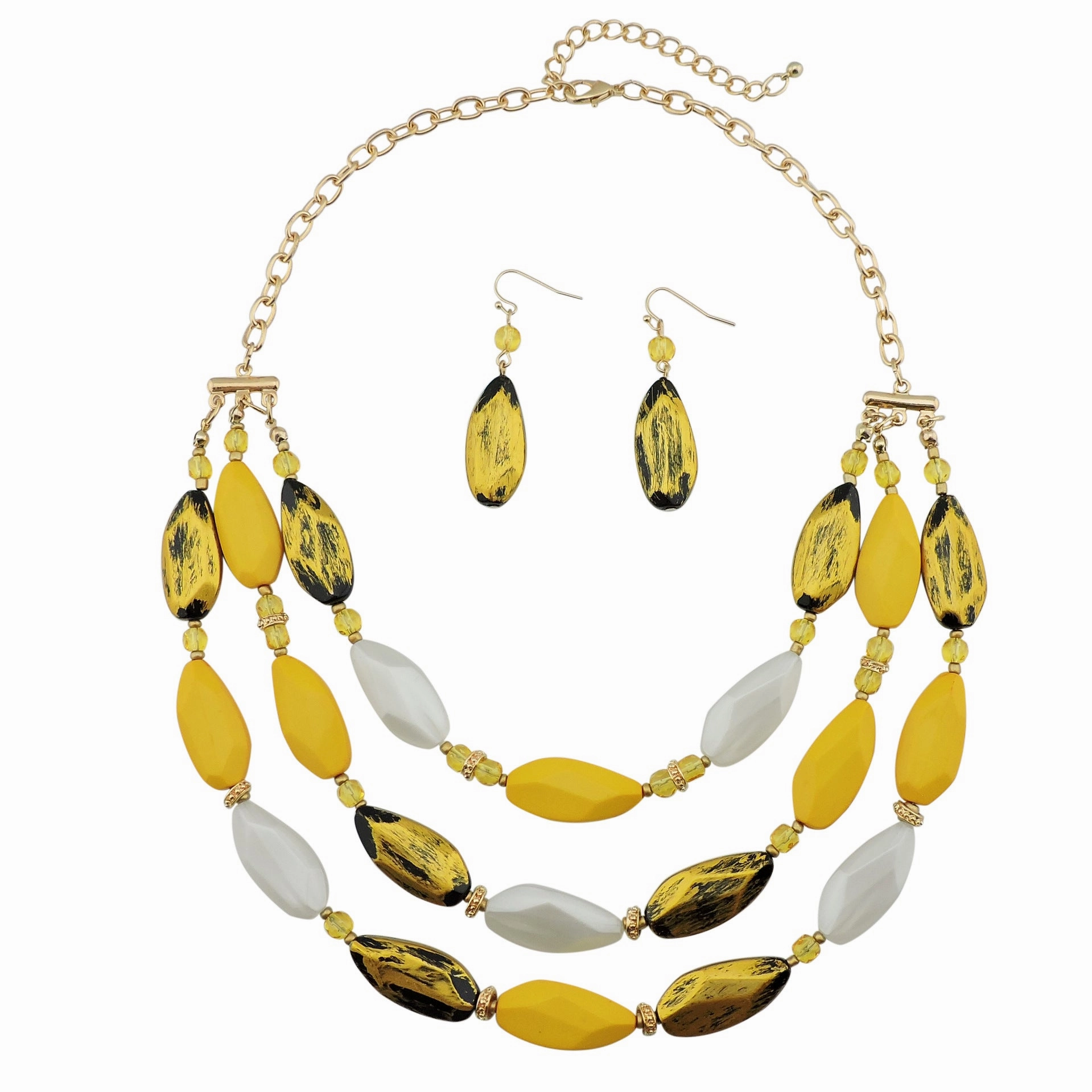 Wholesale Fashion Vintage Three-layer Acrylic Earrings Necklace