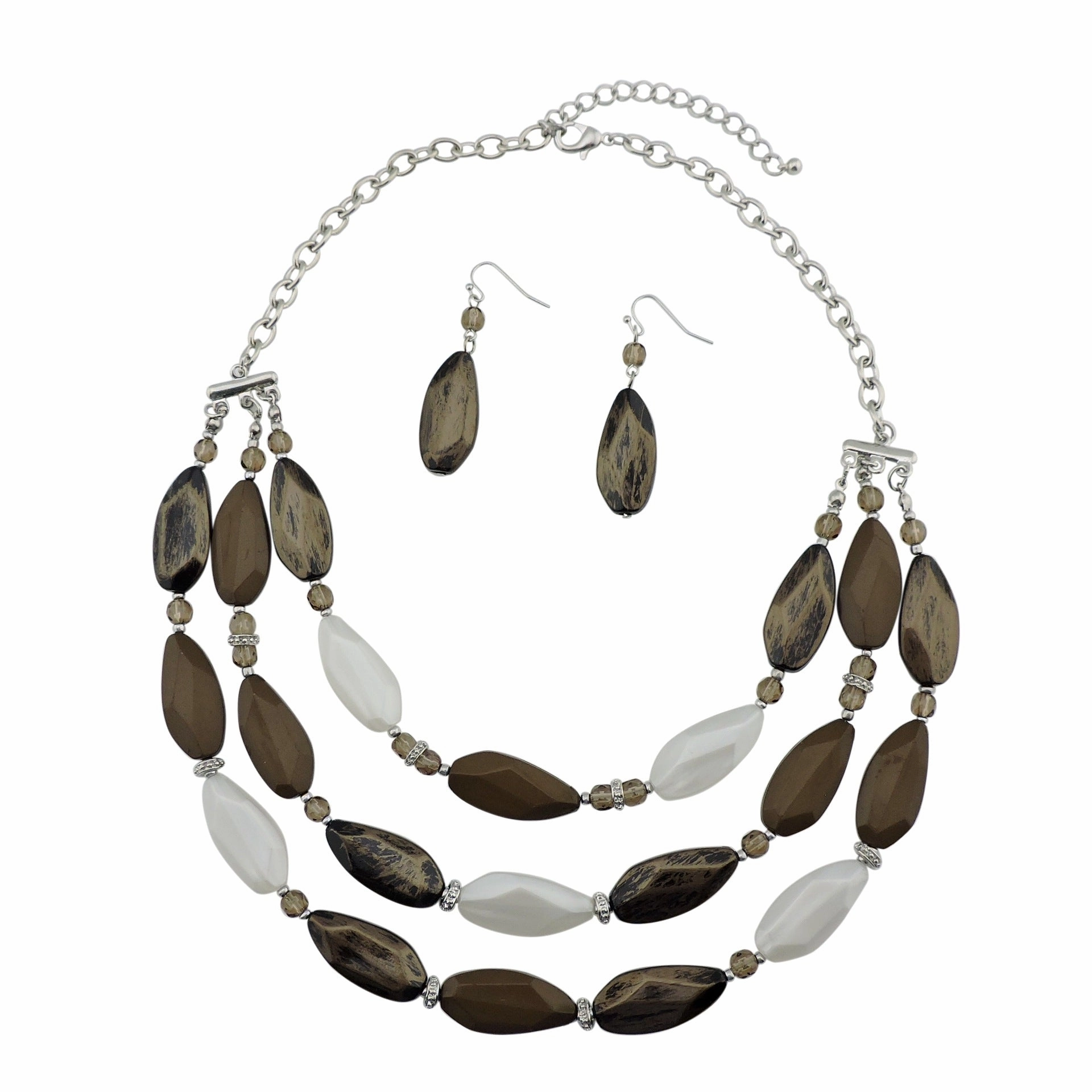 Wholesale Fashion Vintage Three-layer Acrylic Earrings Necklace