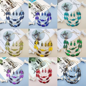 Wholesale Fashion Vintage Three-layer Acrylic Earrings Necklace