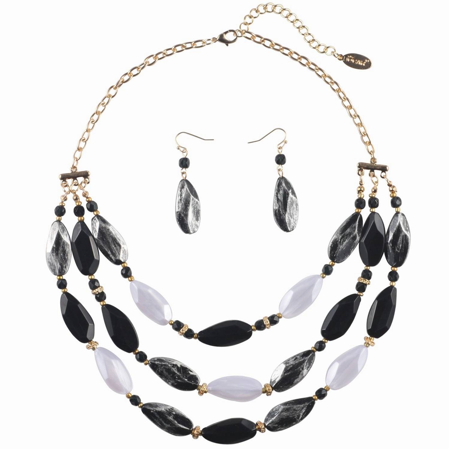 Wholesale Fashion Vintage Three-layer Acrylic Earrings Necklace
