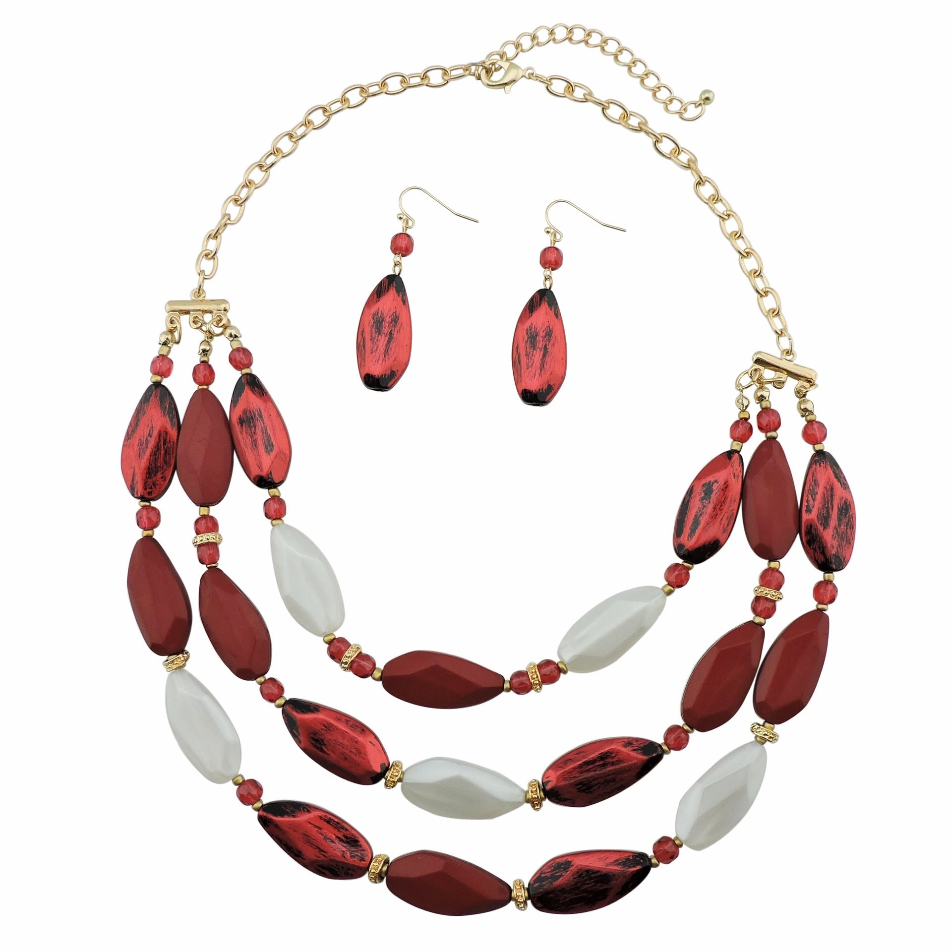 Wholesale Fashion Vintage Three-layer Acrylic Earrings Necklace