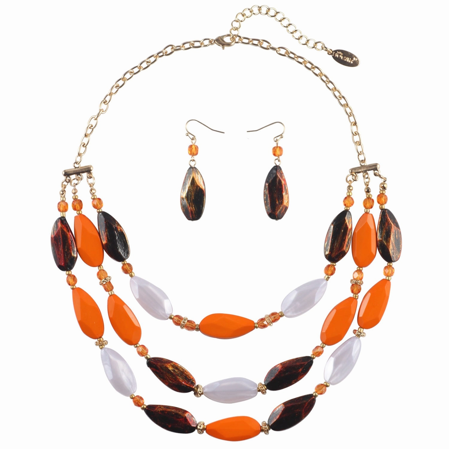 Wholesale Fashion Vintage Three-layer Acrylic Earrings Necklace