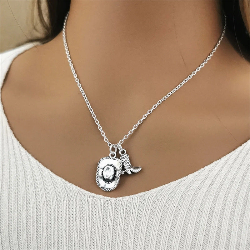 Wholesale Fashion Western Cowboy Theme Cowboy Boot Pendant Necklaces