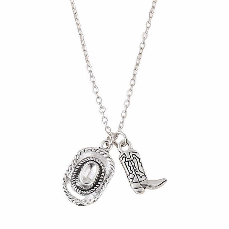 Wholesale Fashion Western Cowboy Theme Cowboy Boot Pendant Necklaces