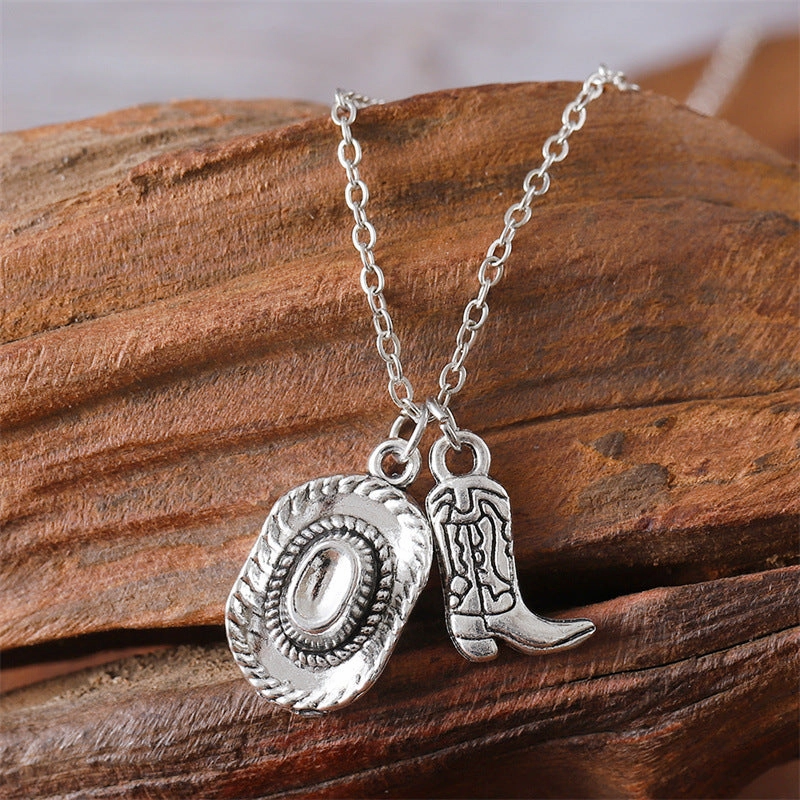 Wholesale Fashion Western Cowboy Theme Cowboy Boot Pendant Necklaces