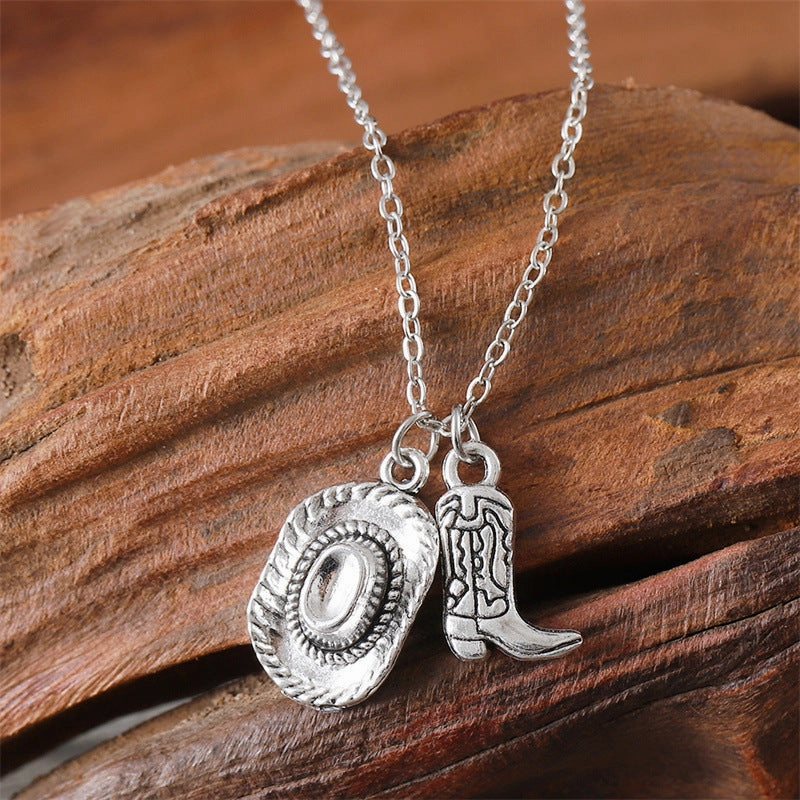 Wholesale Fashion Western Cowboy Theme Cowboy Boot Pendant Necklaces