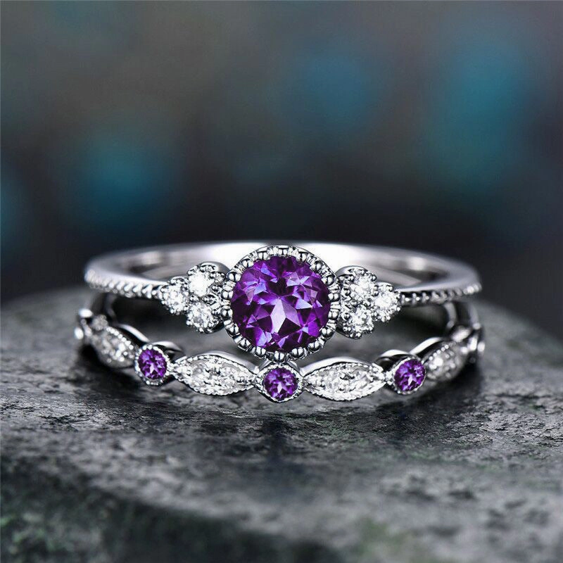 Wholesale Fashion Zircon Two Piece Micropaved Emerald Ring