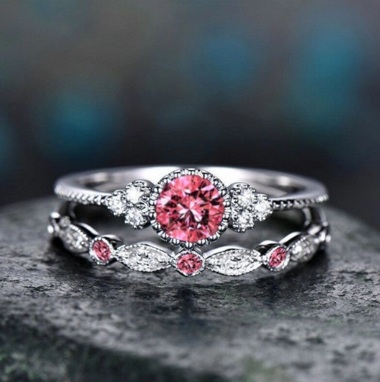 Wholesale Fashion Zircon Two Piece Micropaved Emerald Ring