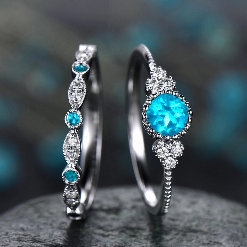 Wholesale Fashion Zircon Two Piece Micropaved Emerald Ring