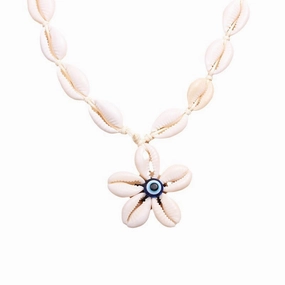 Wholesale Fashionable exaggerated devil eye shell pendant summer holiday style retractable necklace