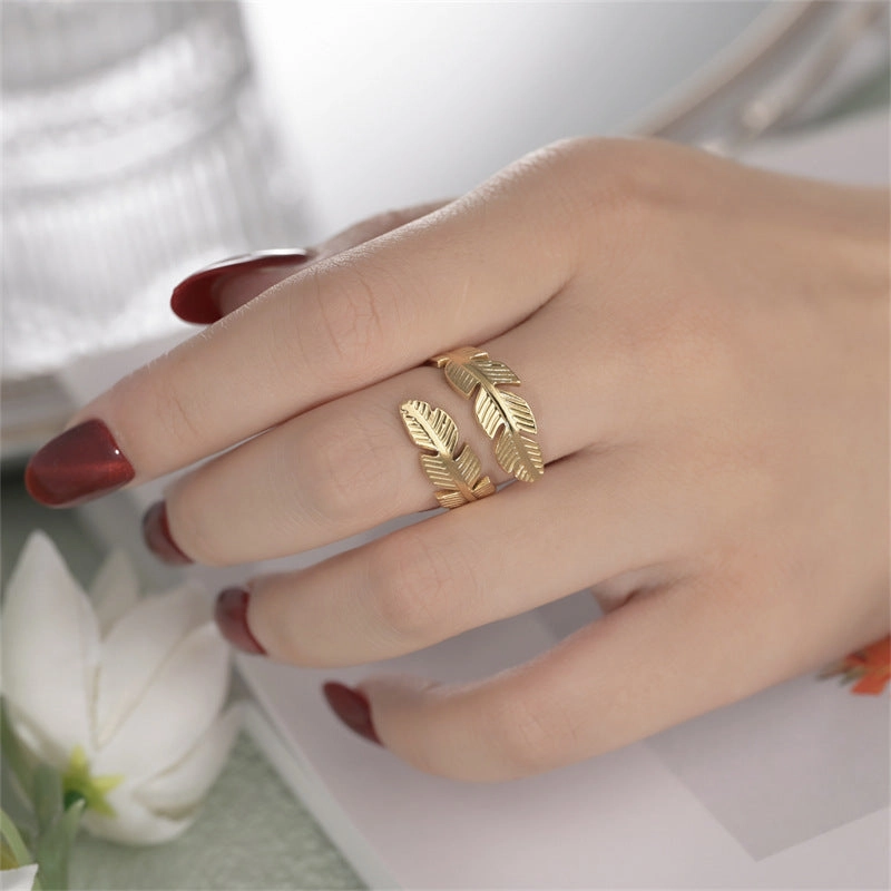 Wholesale Feather Opening Titanium Steel Rings