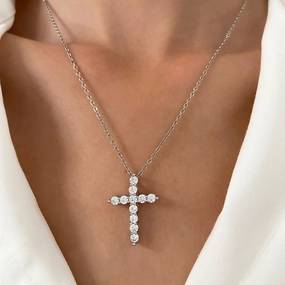 Wholesale Female Cross Creative Design Geometric Lockbone Punk Hip-hop Necklace Chain