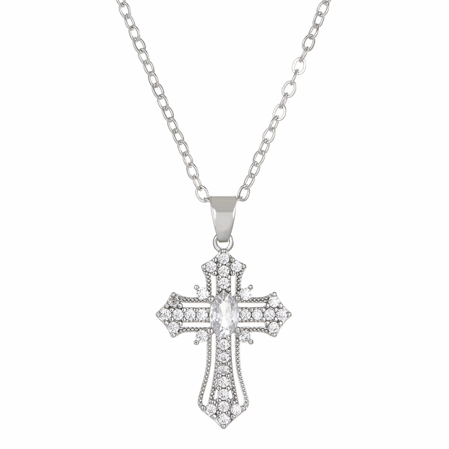 Wholesale Female Cross Creative Design Geometric Lockbone Punk Hip-hop Necklace Chain