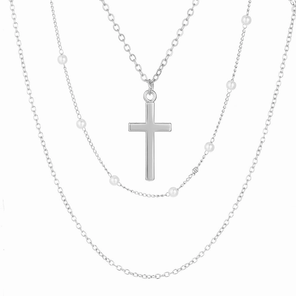 Wholesale Female Cross Creative Design Geometric Lockbone Punk Hip-hop Necklace Chain