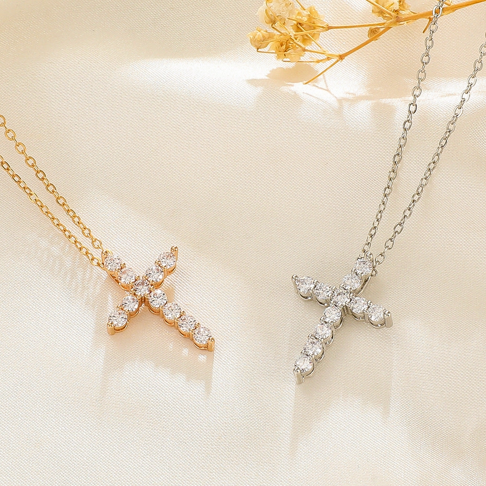 Wholesale Female Cross Creative Design Geometric Lockbone Punk Hip-hop Necklace Chain