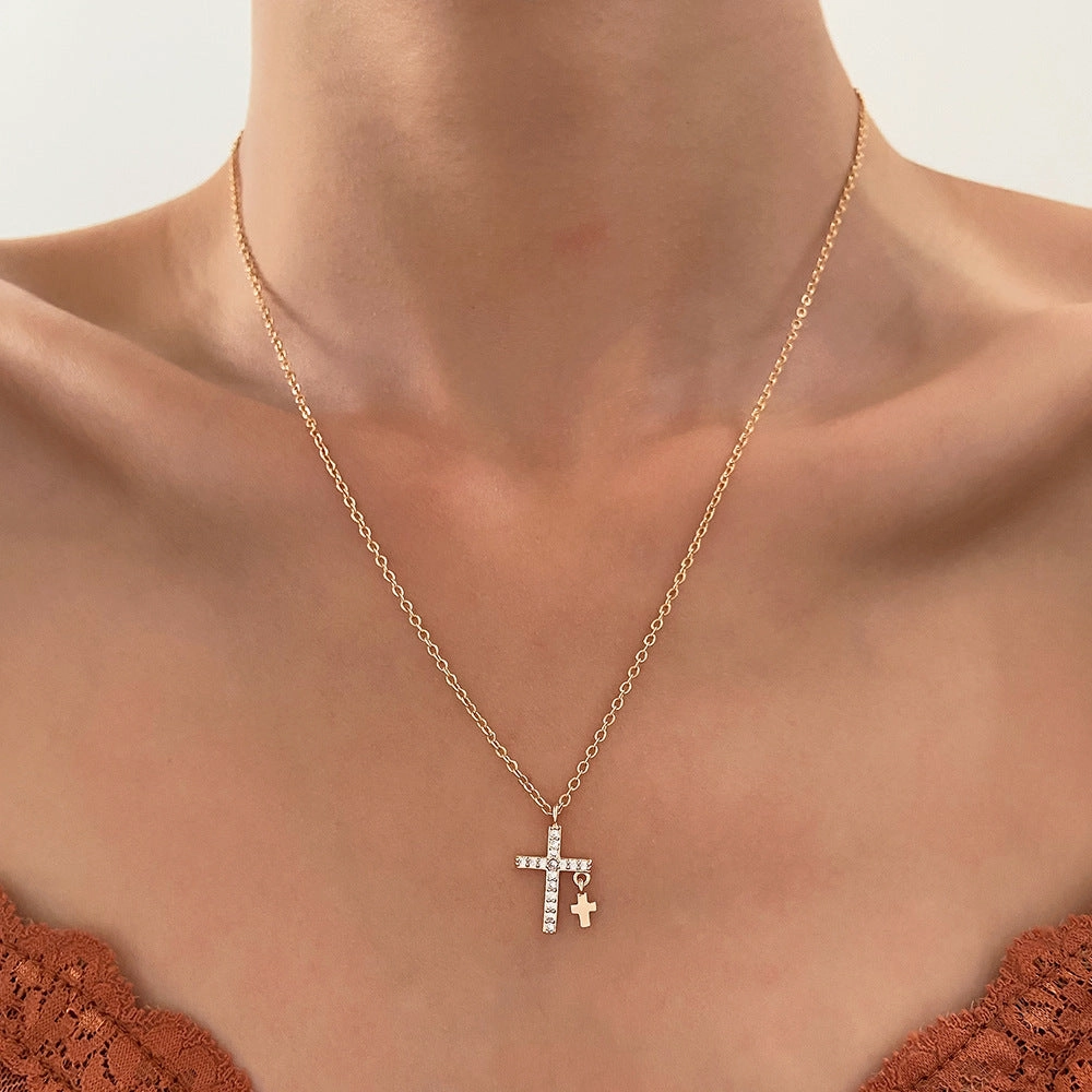 Wholesale Female Cross Creative Design Geometric Lockbone Punk Hip-hop Necklace Chain