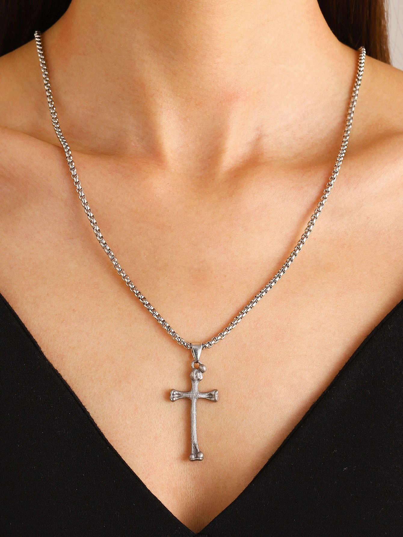 Wholesale Female Cross Creative Design Geometric Lockbone Punk Hip-hop Necklace Chain