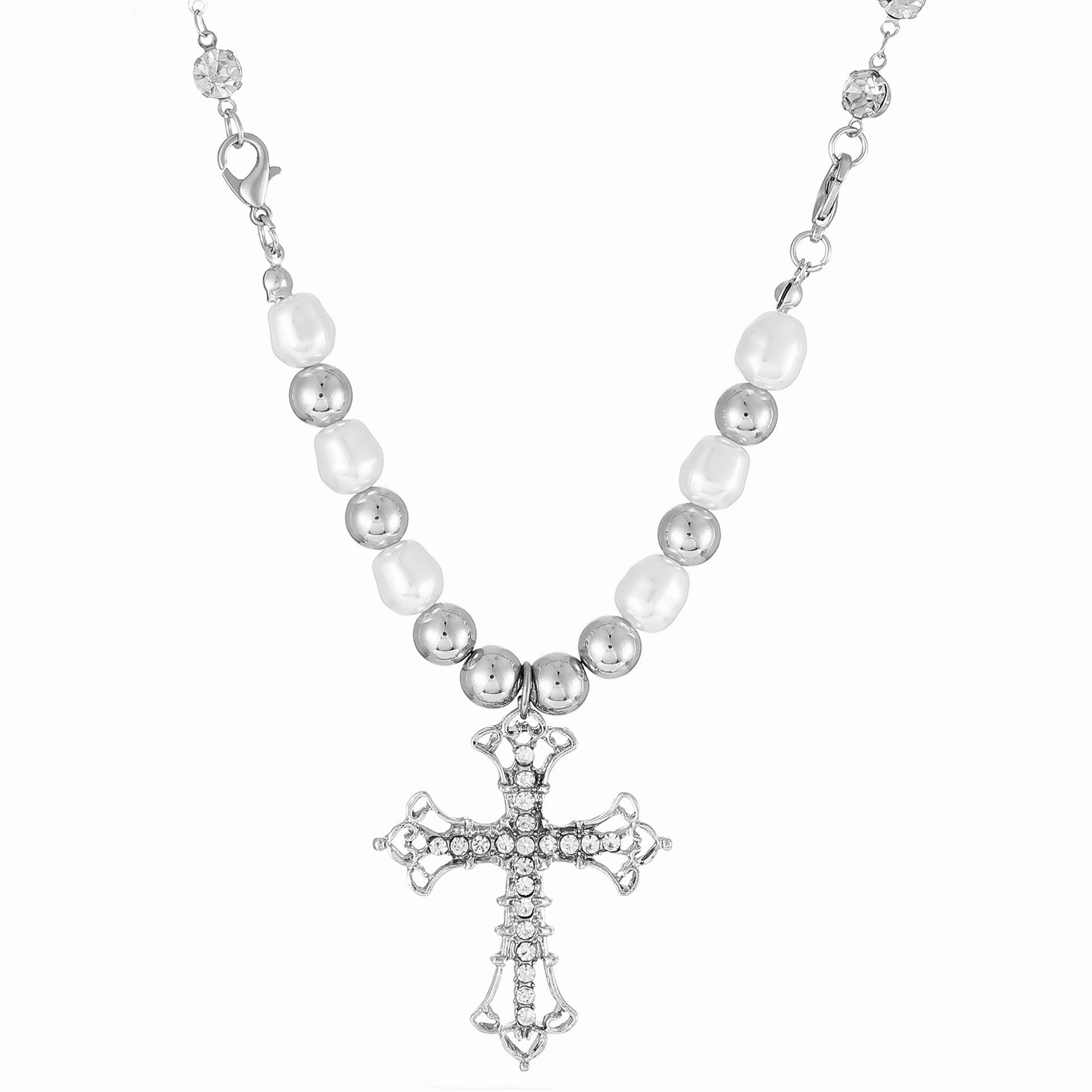 Wholesale Female Cross Creative Design Geometric Lockbone Punk Hip-hop Necklace Chain