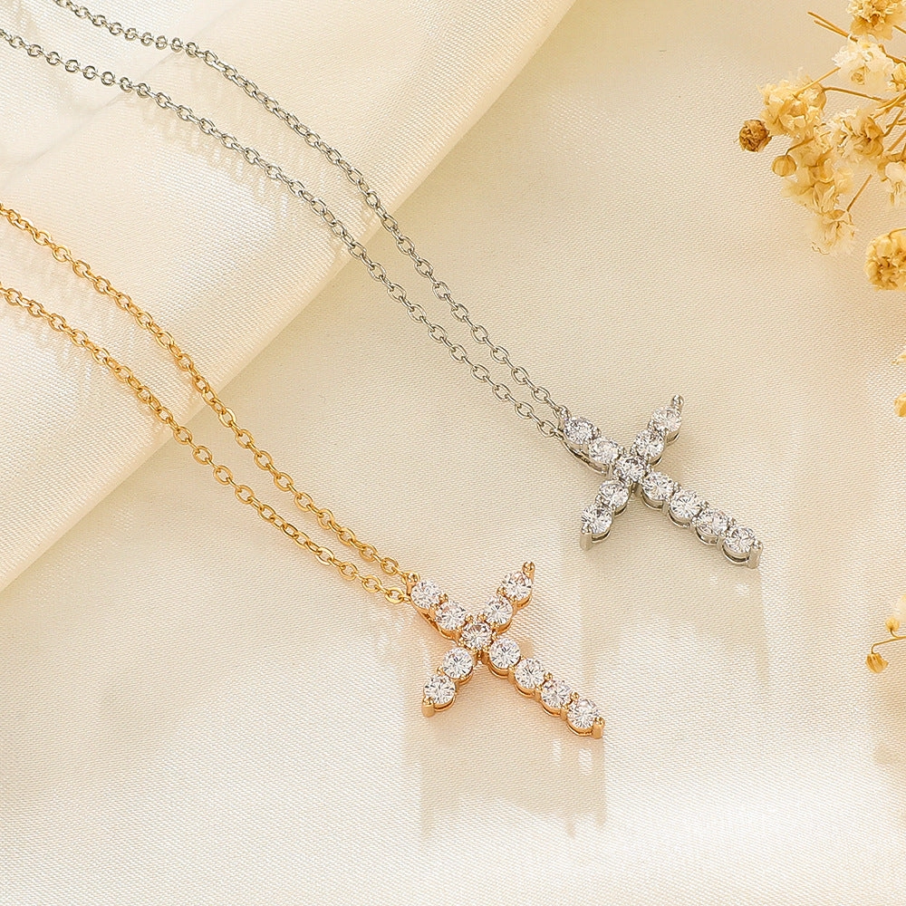 Wholesale Female Cross Creative Design Geometric Lockbone Punk Hip-hop Necklace Chain