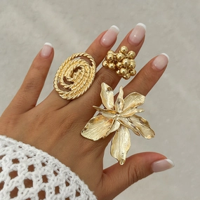 Wholesale Five-petal flower three-dimensional flower opening ring