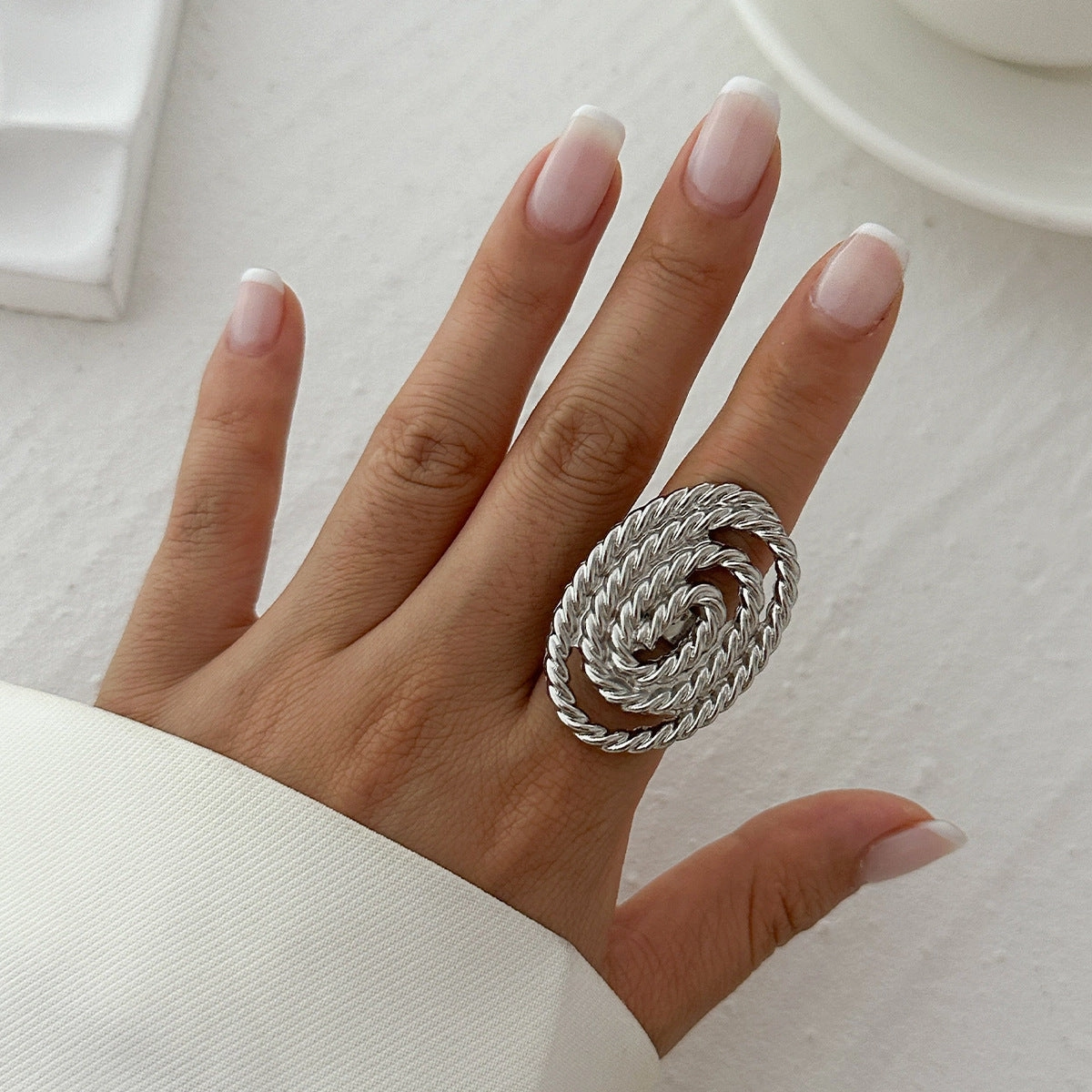 Wholesale Five-petal flower three-dimensional flower opening ring
