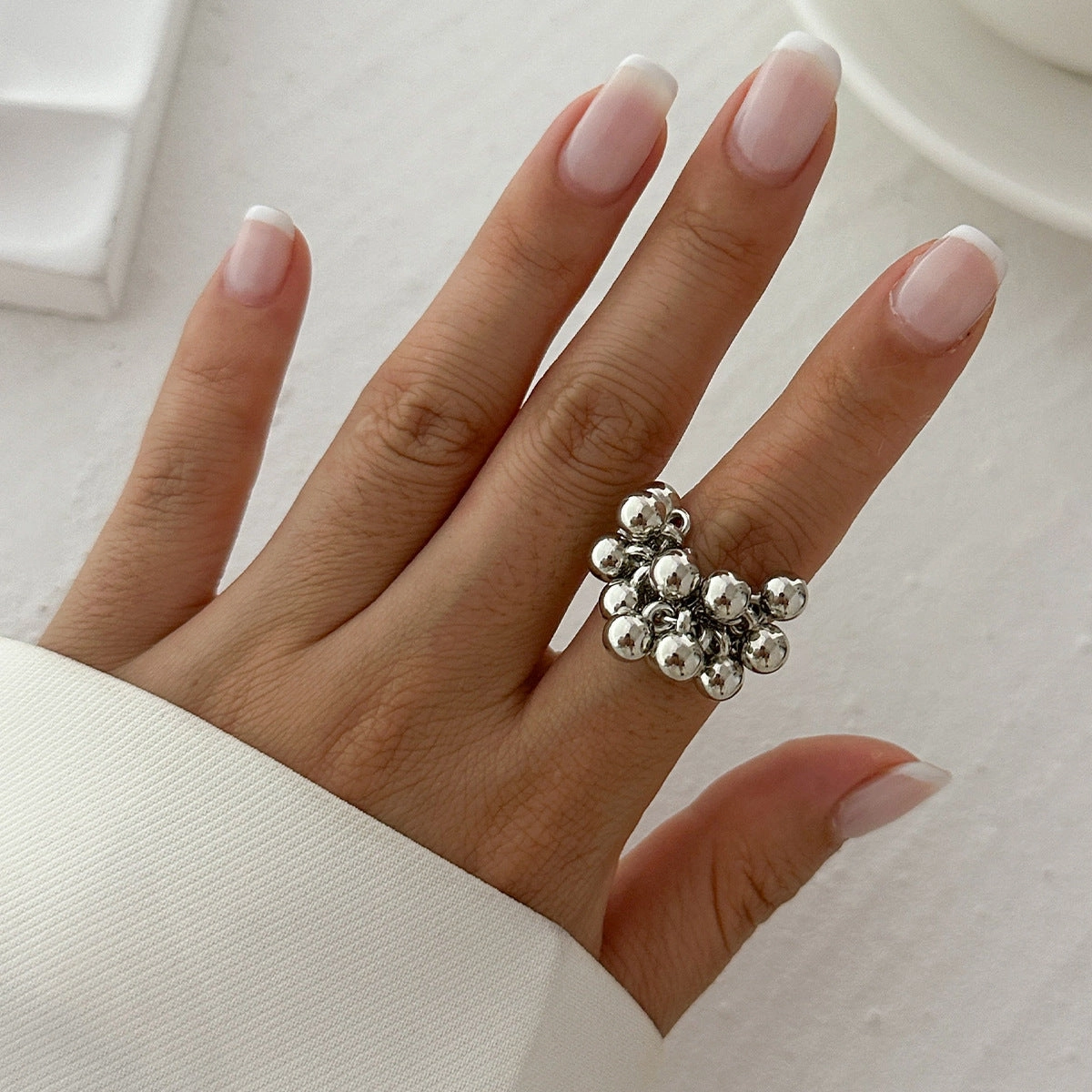 Wholesale Five-petal flower three-dimensional flower opening ring