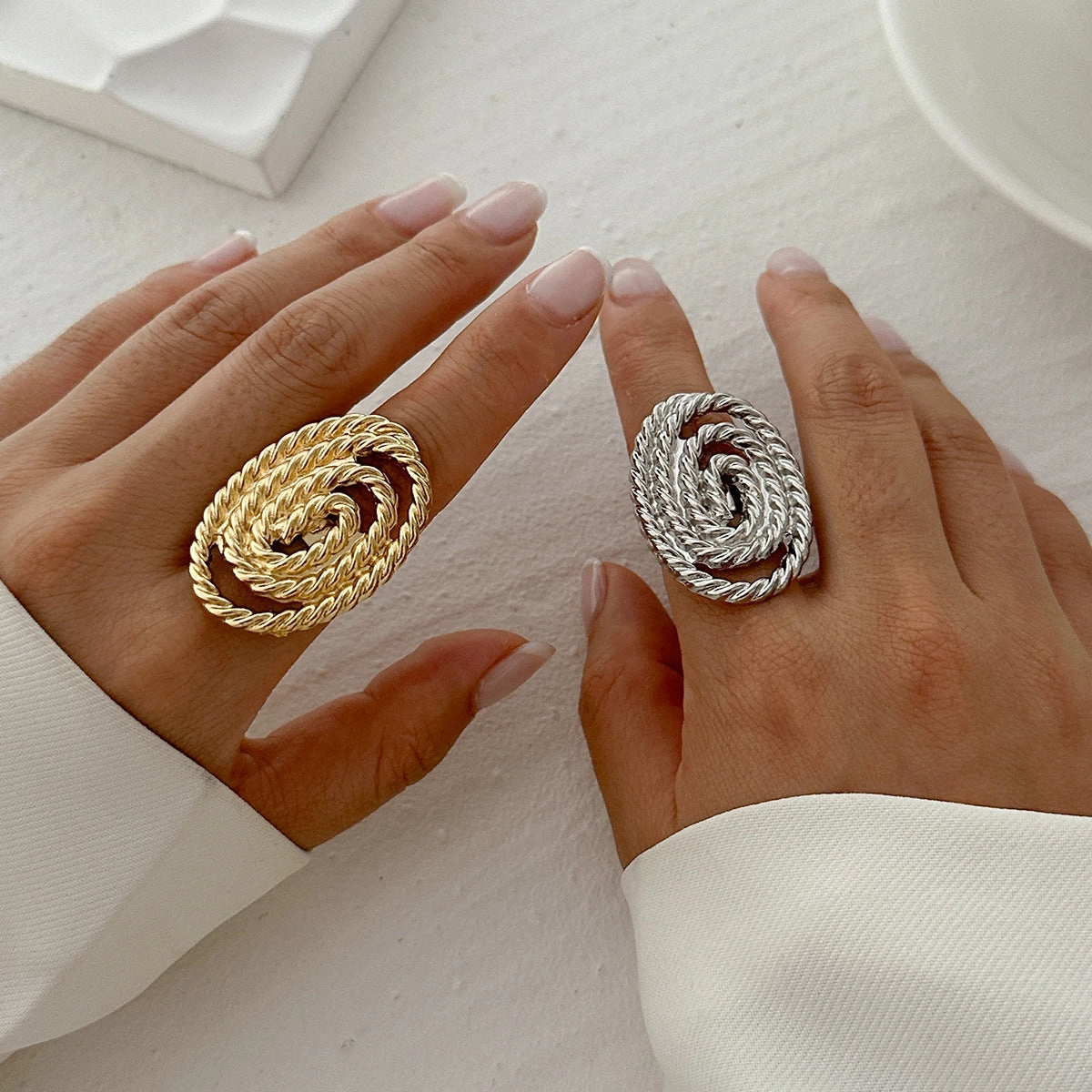 Wholesale Five-petal flower three-dimensional flower opening ring