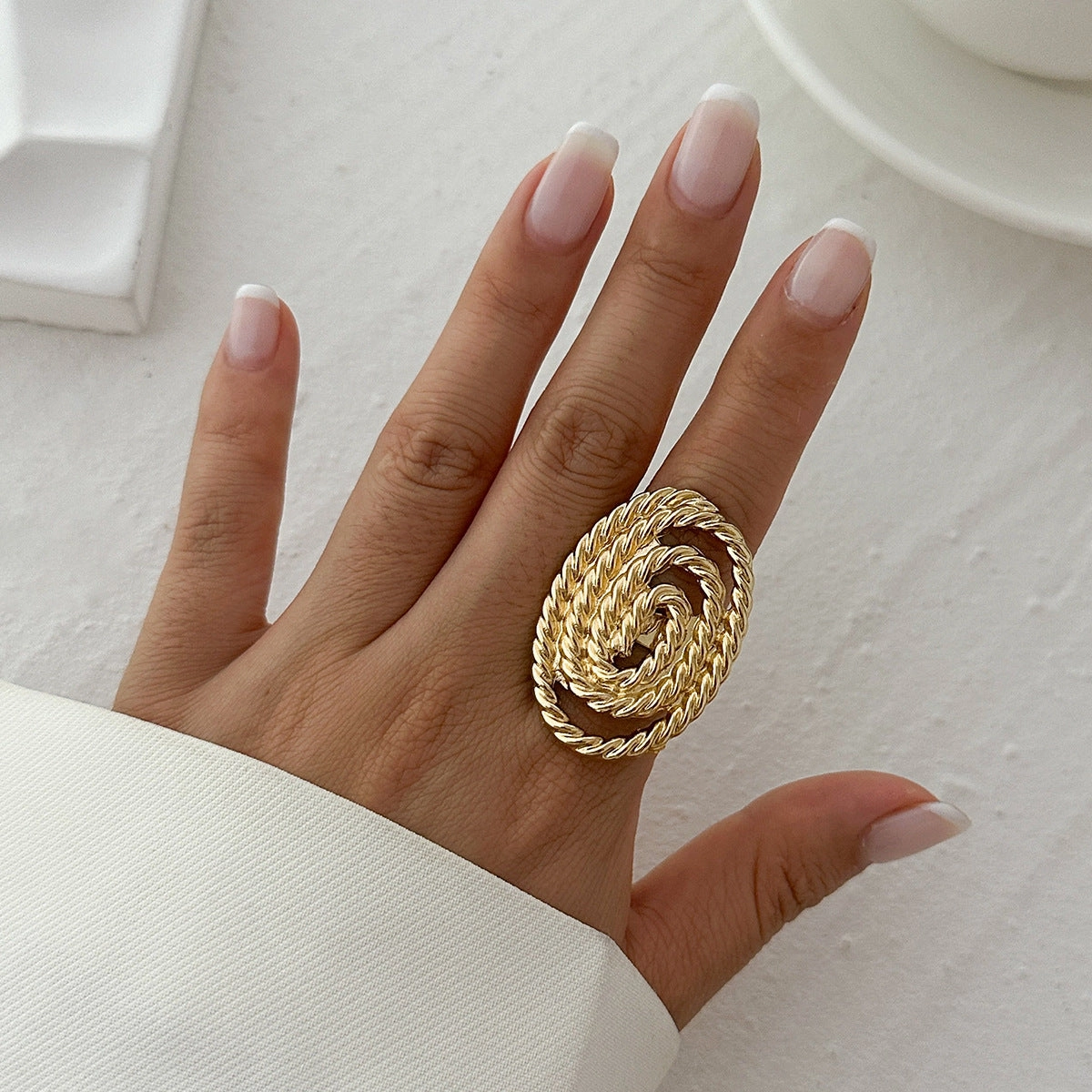 Wholesale Five-petal flower three-dimensional flower opening ring