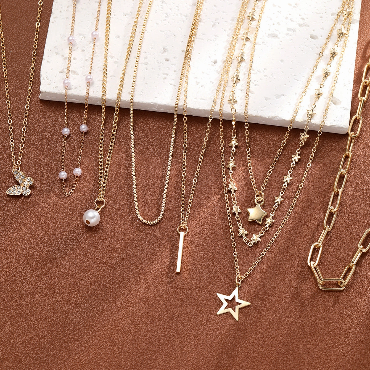 Wholesale Five-pointed star butterfly necklace set
