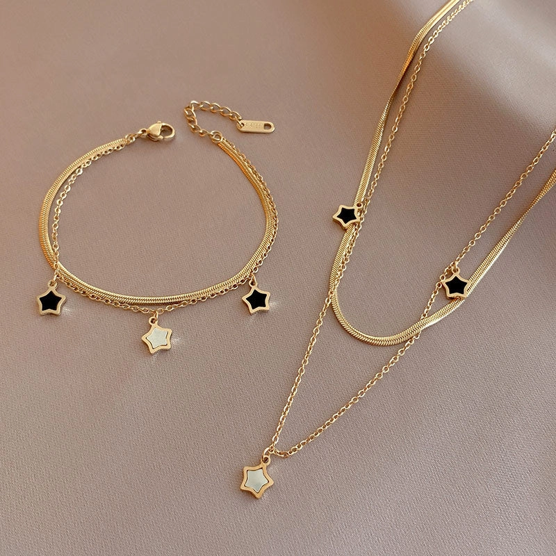 Wholesale Five-pointed Star Shell 14k Gold Necklace Clavicle Chain Bracelet