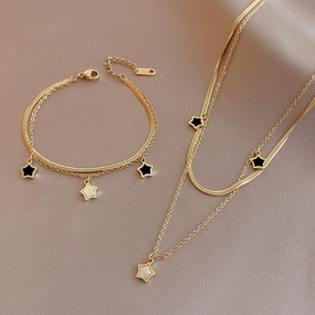 Wholesale Five-pointed Star Shell 14k Gold Necklace Clavicle Chain Bracelet