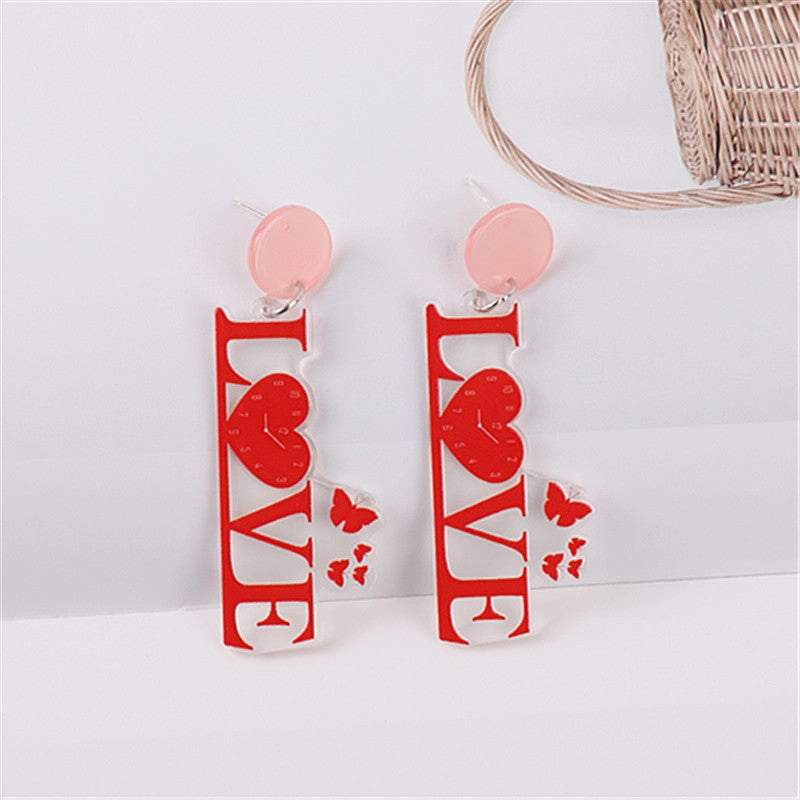 Wholesale Flamingo Heart Acrylic Earrings