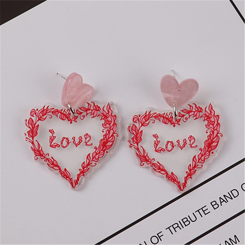 Wholesale Flamingo Heart Acrylic Earrings