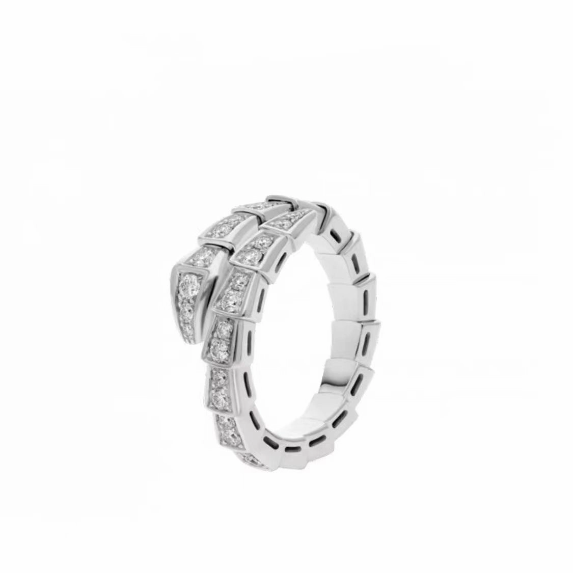 Wholesale Flash Diamond Spirit Snake-Shaped Ring Women's Ins Light Luxury Niche silver Open Finger Ring High-grade Texture Simple All-match Trendy Cool