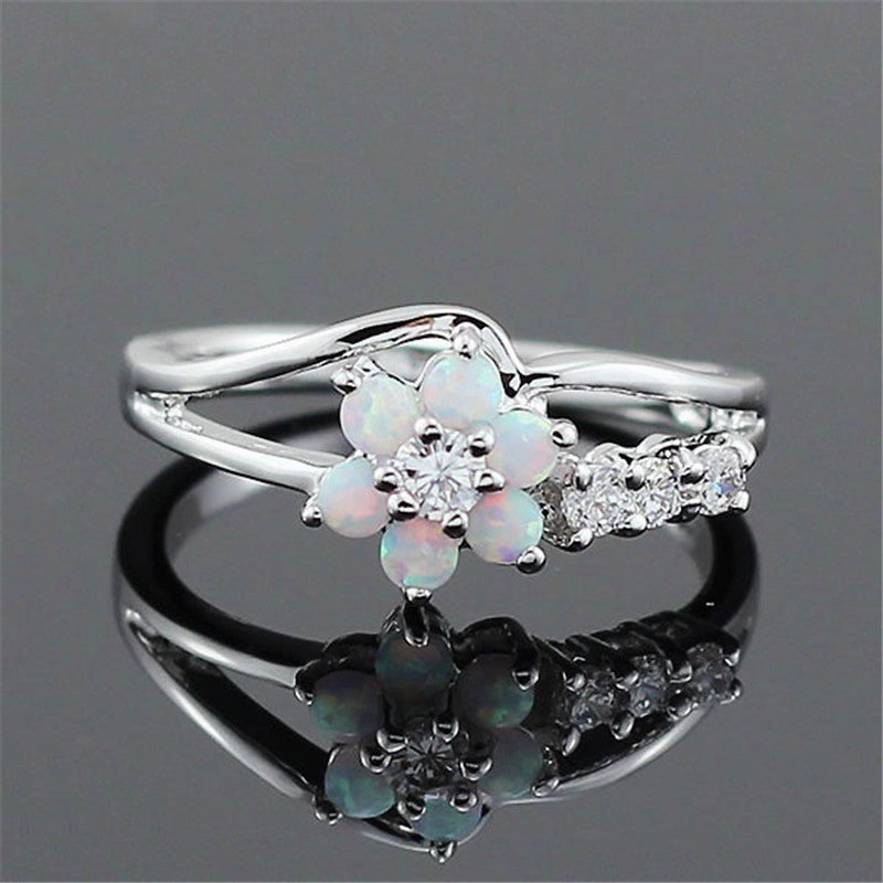 Wholesale Floral Opal Alloy Rings