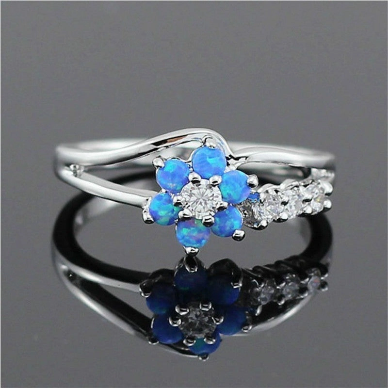Wholesale Floral Opal Alloy Rings