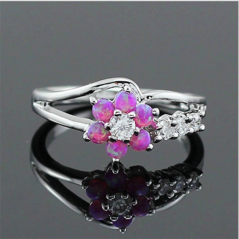 Wholesale Floral Opal Alloy Rings