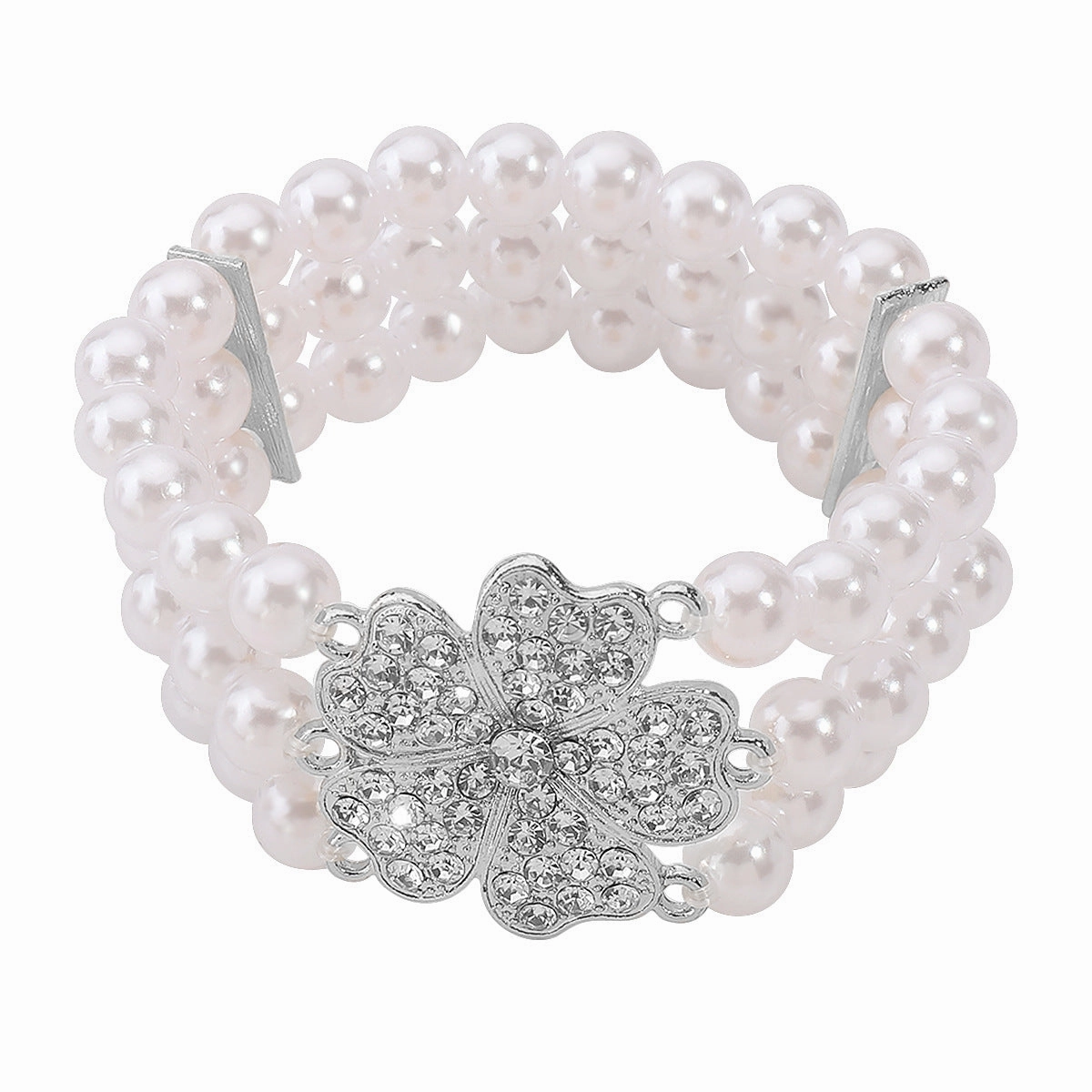 Wholesale Flower Diamond White Pearl Earrings Bracelet Necklace