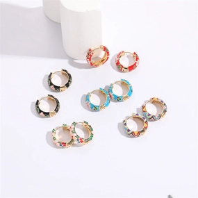 Wholesale Flower Enamel 14K Gold Plated Copper Earrings